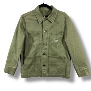 Lee Chore Coat Mercantile Green Cotton Herringbone Twill Utility Jacket Size M